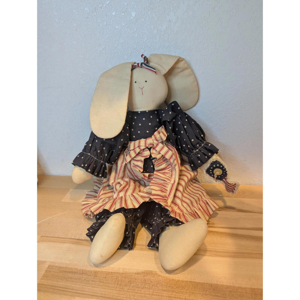 Collectible Fabric Bunny Rabbit 18" Tall Stuffed Easter/4thjuly Decor Craft Doll